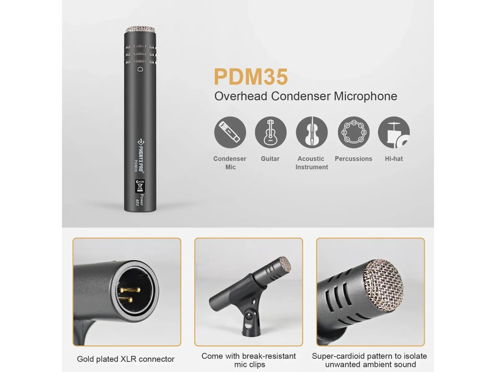 Комплект барабанных микрофонов Phenyx Pro PTD-10 black