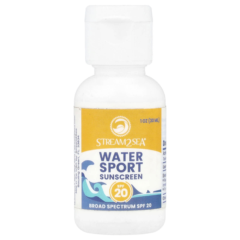 Stream2Sea, Солнцезащитное средство, спорт, SPF 20, 30 мл (1 жидк. унц.)