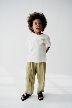 ZARA БРЮКИ В ПОЛОСКУ, ЗЕЛЕНЫЙ