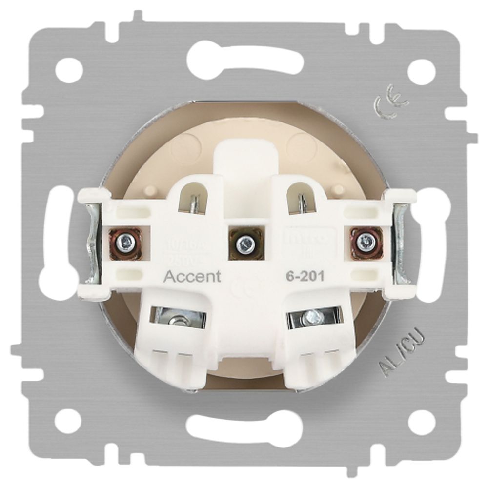 Розетка Intro Accent 6-201-03 2P 16А-250В IP20 СУ AL/CU алюминий | Intro