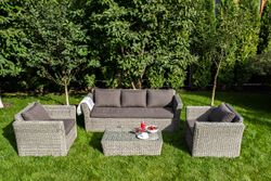 "Капучино" лаунж-зона из искусственного ротанга (гиацинт), цвет серый