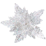 Украшение новогоднее «Пуансеттия - Царица ночи» 24 см, Серебро