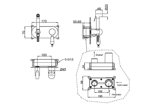 Boheme Гигиеническая лейка со смесителем IMPERIALE