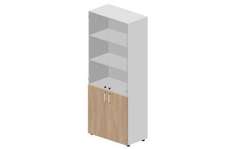 Шкаф 80х44х195см для документов (2 двери+2 стеклянные тонированные двери, 4 полки, ручки - хром)