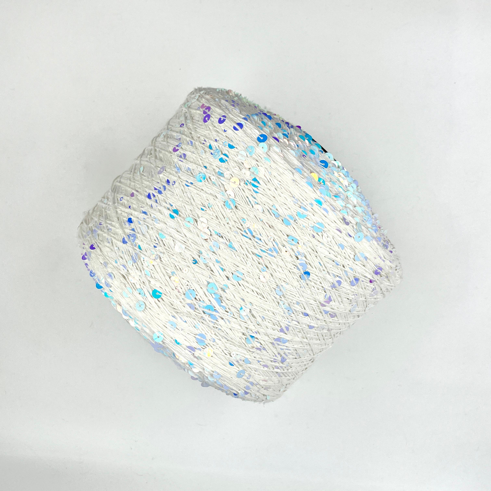 Королевские пайетки (3 и 6 мм), хлопок 100%, 330 м в 100 г , белый диско