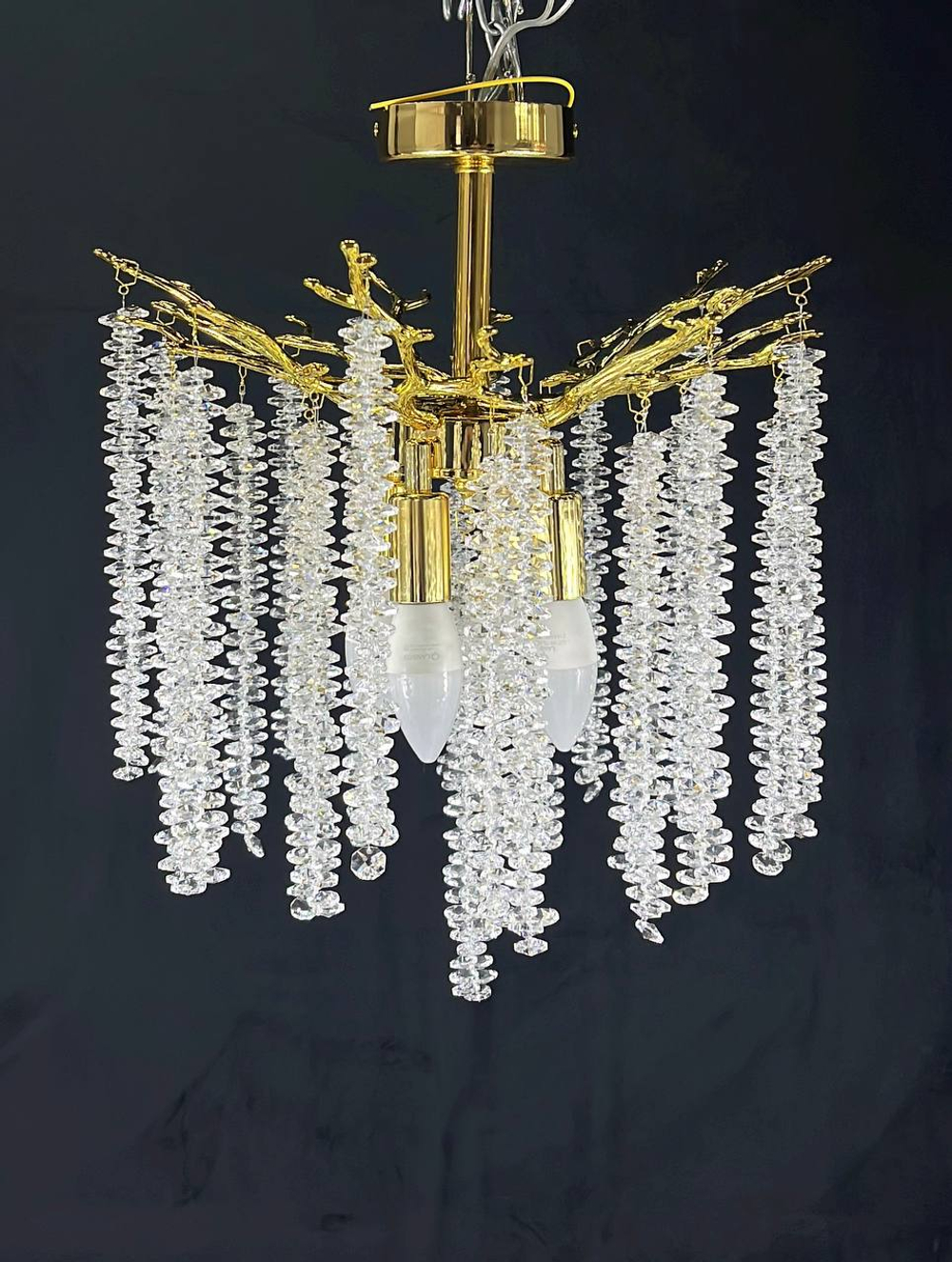 Люстра потолочная на штанге Lanbos, 4 лампы Е14, 160 Вт, до 10 кв м, золотая