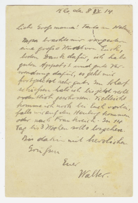 Почтовая карточка - Германия - 1914 г. Подписана, прошла почту
