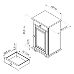 Тумба Лена однодверная из сосны, с ящиком (нижняя часть буфета Лена), в натуральной отделке