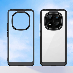 Усиленный чехол для Xiaomi Redmi Note 14 Pro+, увеличенные защитные свойства, мягкий отклик кнопок, боковые рамки черного цвета