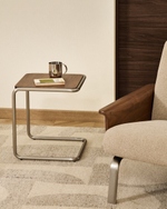 Журнальный столик Tarsel из 100% орехового шпона с конструкцией из матовой стали
