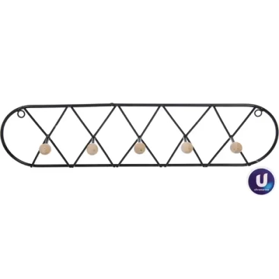 Ключница металлическая 5 крючков «ЛОФТ ВОСТ», эбби, цвет черный, 41*10,5см (лейбл Селфи)