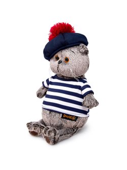 Мягкая игрушка Басик в тельняшке и берете 25см