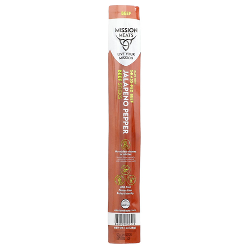 Mission Meats, Beef Sticks, Jalapeno Pepper, 1 oz (28 g)