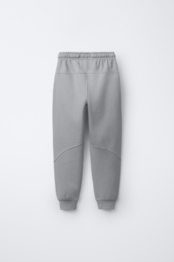 ZARA БРЮКИ ИЗ КОМБИНИРОВАННОГО ФУТЕРА И ПИКЕ, ЖЕМЧУЖНО-СЕРЫЙ