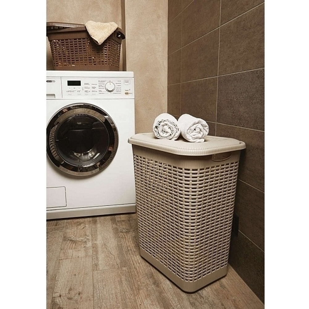 Корзина для белья 50л 42*31*56см бежевый