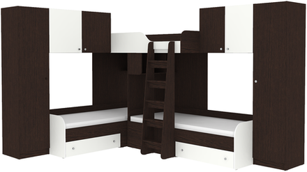 Трехместная кровать КарИВи Трио 3 Венге Белый