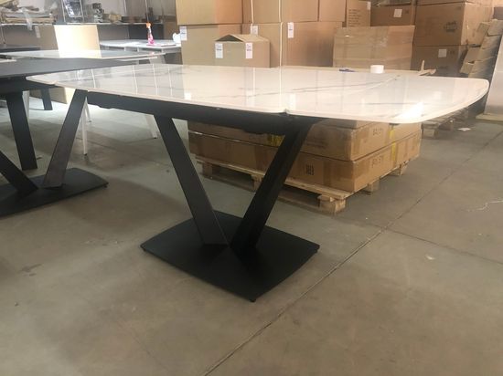 Стол ALATRI 120 GLOSS STATUARIO WHITE SINTERED STONE / BLACK