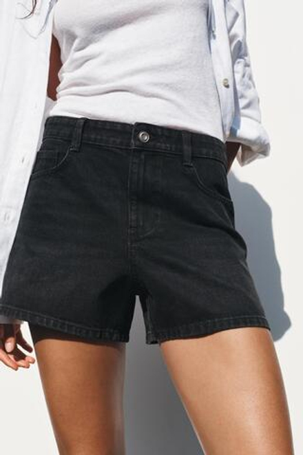 ZARА ШОРТЫ Z1975 MOM FIT СО СРЕДНЕЙ ПОСАДКОЙ, ЧЕРНЫЙ