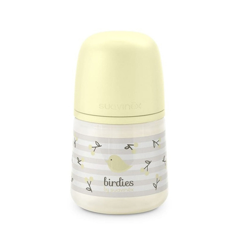 Бутылочка для кормления Suavinex Birdies 150 мл желтая, 0 мес+