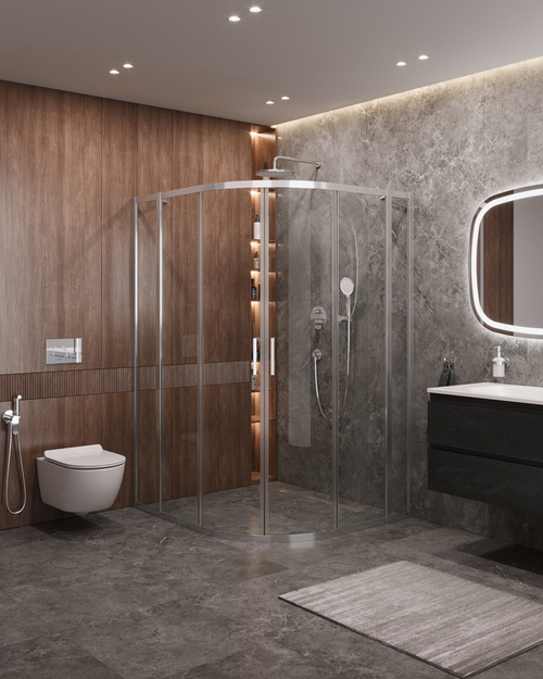 Душевой уголок Cezares MOLVENO-RH-22-120/110-C-Cr-IV, 120х110х195, профиль хром, стекло прозрачное