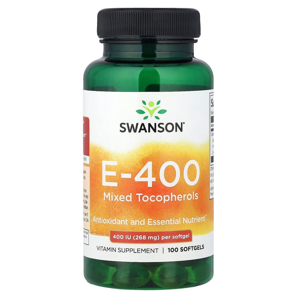 Swanson, E-400, смешанные токоферолы, 268 мг (400 МЕ), 100 мягких таблеток