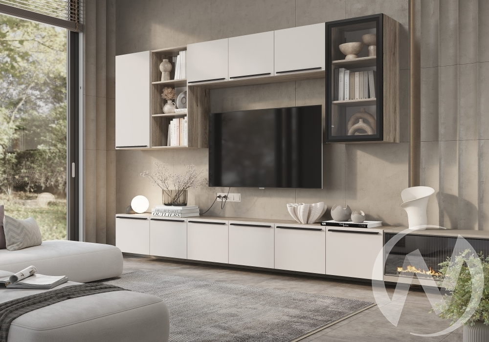 Гостиная "Урбан" (дуб смоки/дуб смоки; кашемир) Комплектация 5