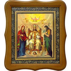 Спаситель на троне с предстоящими. Икона на холсте.