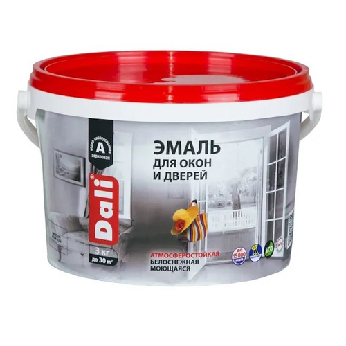 Эмаль д/окон и дверей  DALI база А  акрил. полумат. 3кг (Рогнеда)