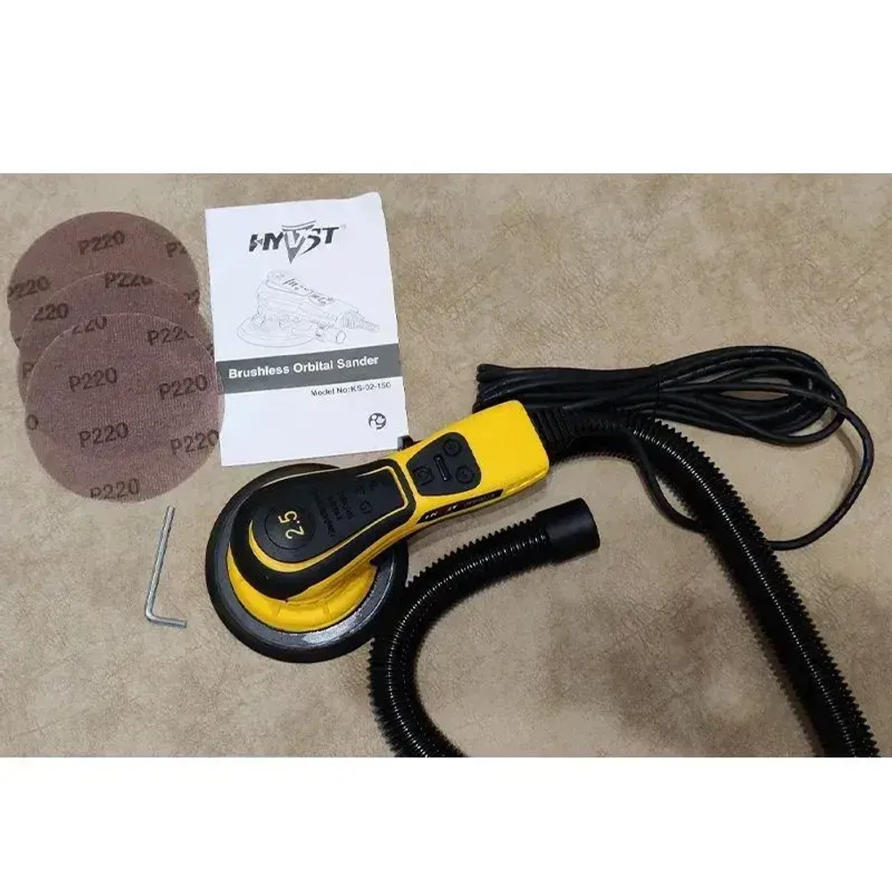 Затирочная машинка HYVST ks-02-150-2.5(ход 2.5мм) многофункциональный Электрическая эксцентриковая бесщеточная шлифмашинка