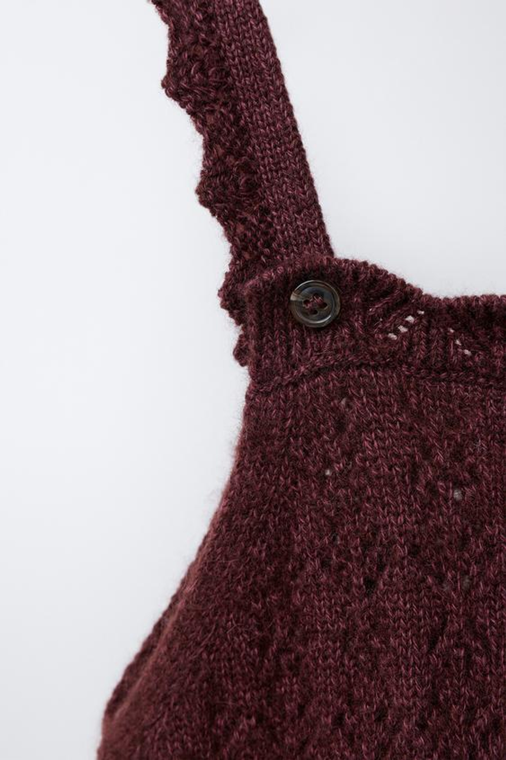 ZARA ТРИКОТАЖНЫЙ КОМБИНЕЗОН С АЖУРНЫМ УЗОРОМ И КАШЕМИРОМ ,БАКЛАЖАННЫЙ