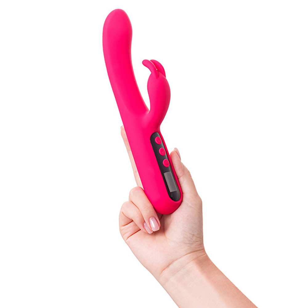 Ярко-розовый вибратор с клиторальной стимуляцией 23,5см ToyFa eroTEQ Rablock 593003