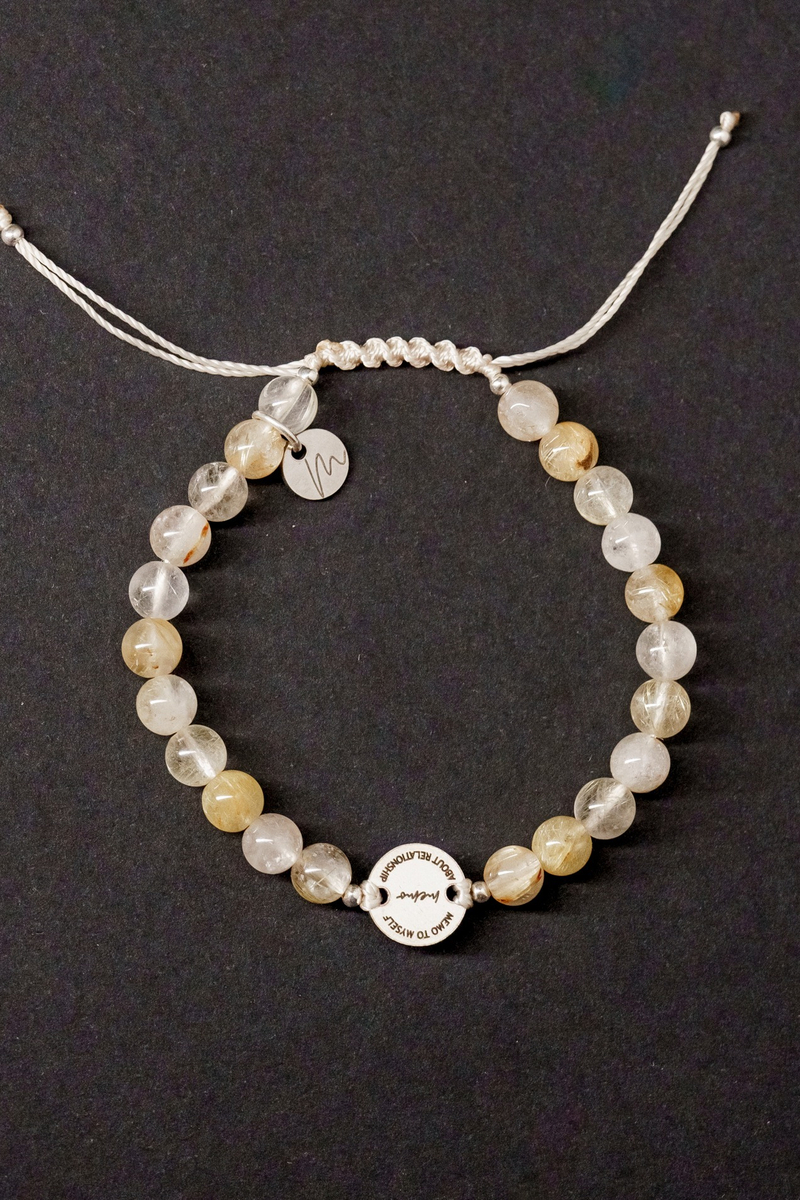 Браслет "Memo about Relationship" шамбала из рутилового кварца с коннектором