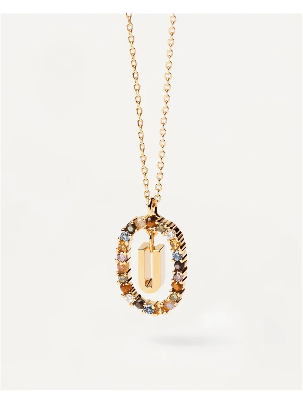 Колье Буква U серебро 925 пробы покрытое золотом