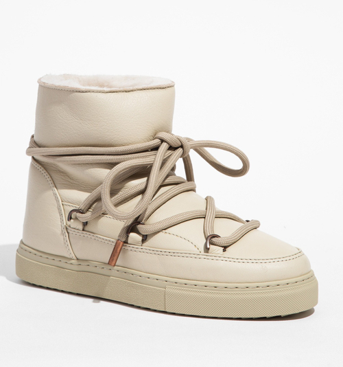 Высокие кожаные кеды INUIKII 75202-087 Sneaker Full Leather Cream на меху