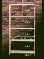 Стеллаж деревянный напольный Юск из массива сосны 5 полок, натуральный бейц
