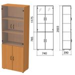 Шкаф закрытый со стеклом "Фея", 740х390х2000 мм, цвет орех милан (КОМПЛЕКТ)