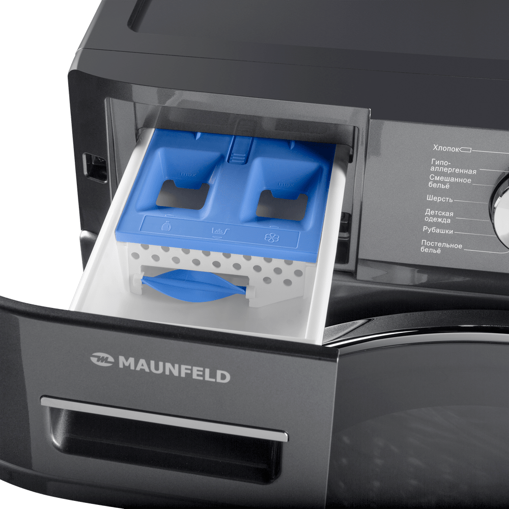 Узкая стиральная машина c инвертором и паром MAUNFELD MFWM127ISB02