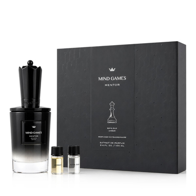 Mind Games Mentor Extrait de Parfum 100 ml + Boya Oud 3 ml + Amber 3 ml + blotter (unisex) 1 pcs