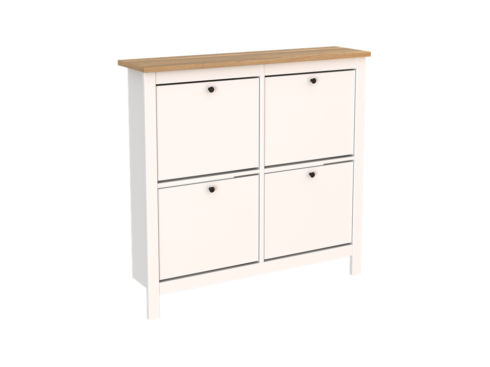 Тумба для обуви Сага 113*108 (112,6*27,9*107,9 см), белый/ясень