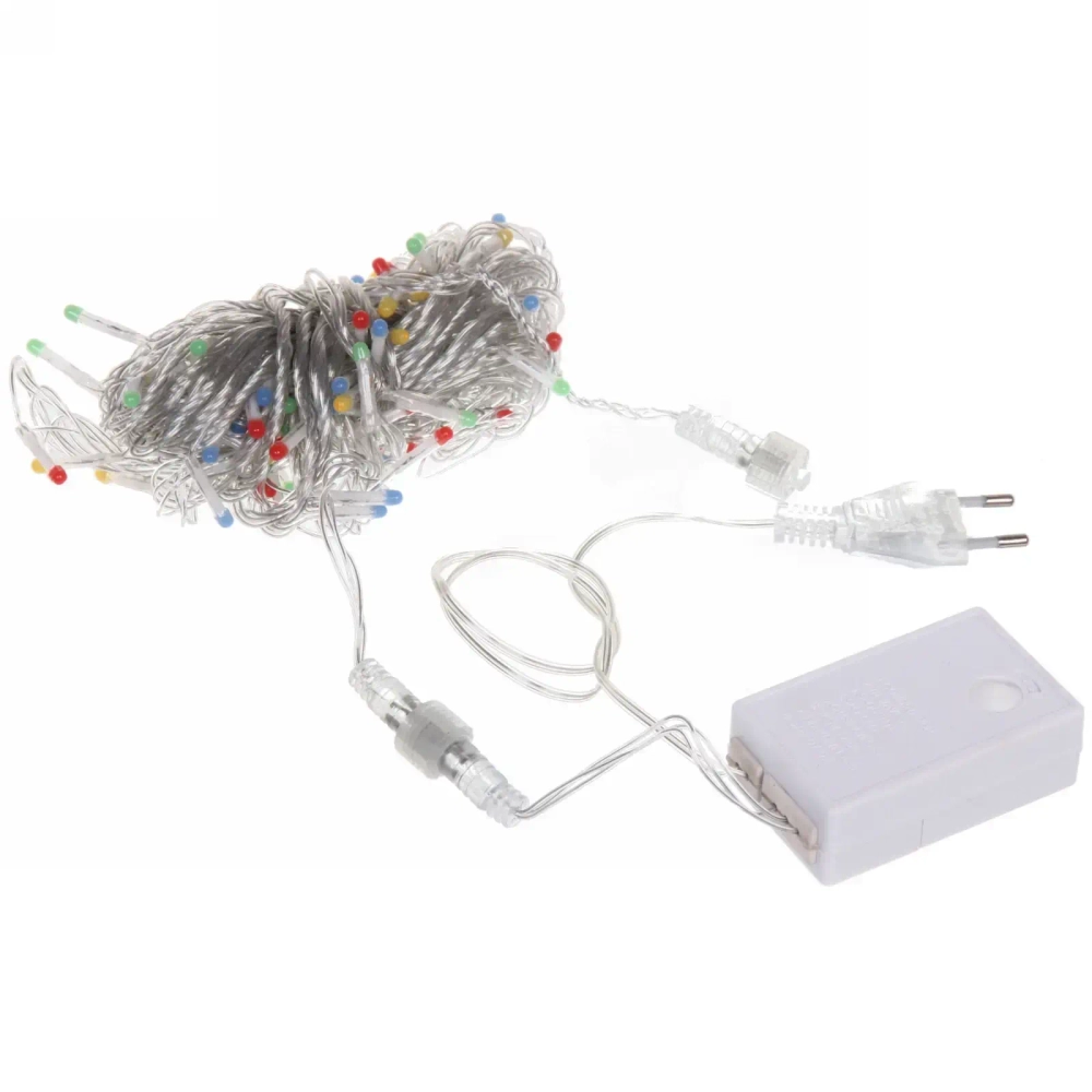 Гирлянда для улицы «Bright light» 10 м 100 ламп LED прозрач.пров.,8 реж, IP-54, Мультицвет (возможность соединения)