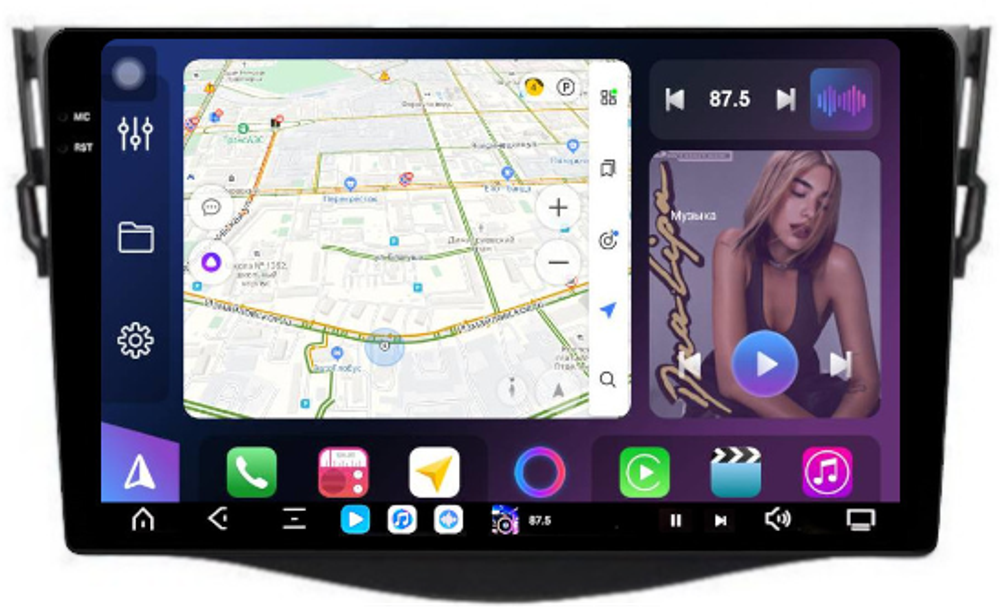 Магнитола для Toyota RAV4 3 2005-2012, Vanguard - FarCar XXL018-9M монитор 9.5" 2K QLED на Android 14, TS20, 8+256Гб, CarPlay, 4G SIM-слот