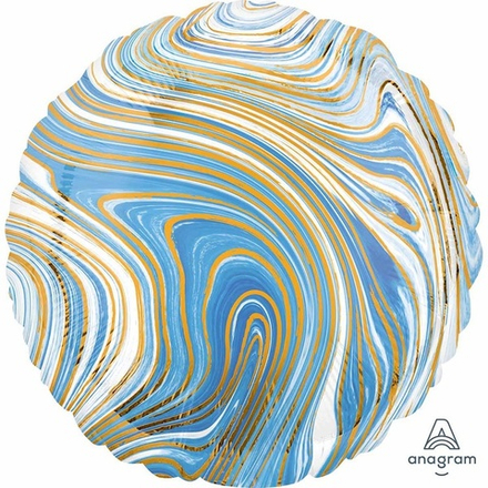 Шар "Золотисто-голубой мраморный круг" 46 см