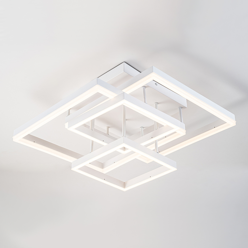 Потолочный светодиодный светильник 100Вт, 7800Лм, 3000-6000К, Ra>80,  плавная регулировка мощности, изменение цветовой температуры, ночник,  металл/акрил, белый