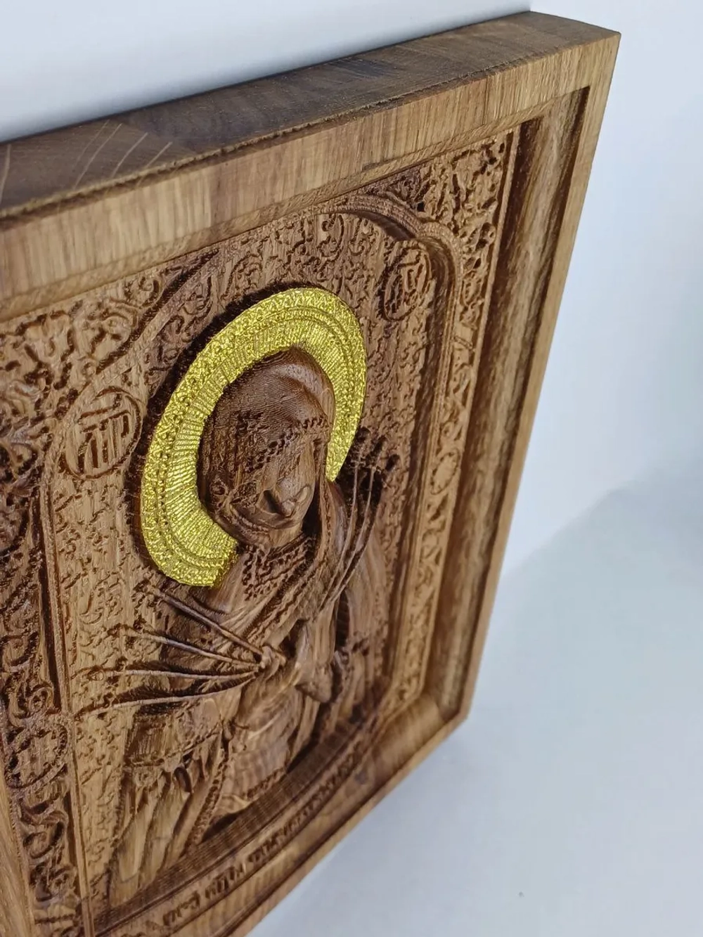 Освященная Икона Семистрельной Богородицы резная из дуба