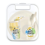 Набор для пикника с декором, 37 предметов на 6 персон (светло-бежевый) в контейнере