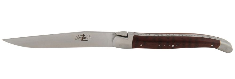 Folding knife, 9 cm blade, 2 stainless steel bolsters, shiny finish, Snakewood handle