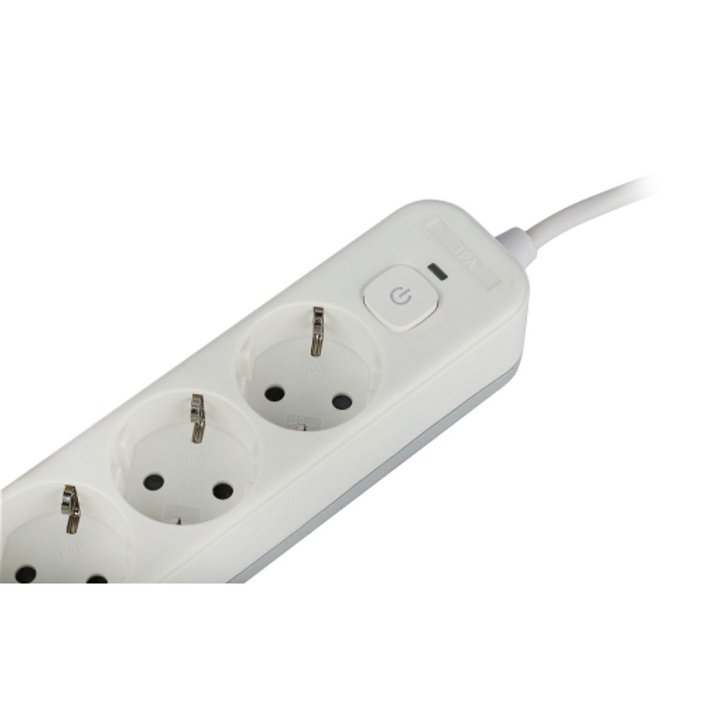 Сетевой фильтр ЭРА USF-4es-1,5m-2xUSBAC-W с базовой защитой с заземлением с выключателем 4 розетки+2xUSBA+C2,4A 1,5м 10А