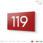 Номер на дверь 119, табличка на дверь для офиса, квартиры, кабинета, аудитории, склада, красная 120х70 мм, Айдентика Технолоджи