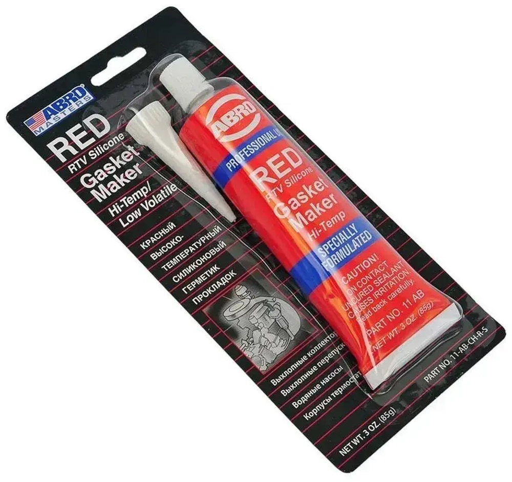 Герметик термостойкий АБРО красный маслостойкий герметик прокладок для авто и быта