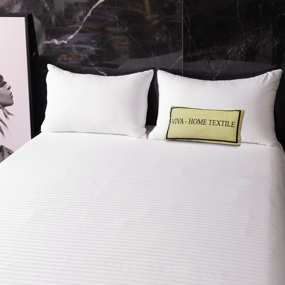 Простыня Страйп Сатин Однотонный Отель белый 100% хлопок 1x1 R1CTH036230250